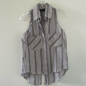 Striped Black and White Button Down Shirt